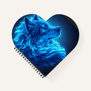 Carnet Loup bleu majestueux Art de faune fantastique lumi