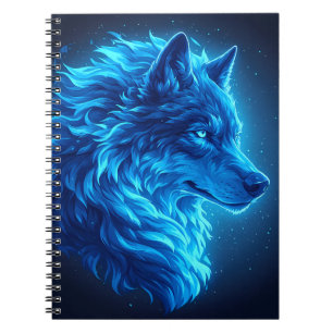 Carnet Loup Bleu Majestueux Art de Faune Fantastique Lumi