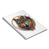 Carnet Loup Coloré Avec Fleurs (Côté Droit)