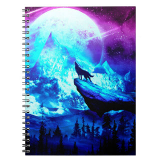 Carnet Loup coloré hurlant