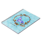 Carnet Loup d'aquarelle violet avec couronne de bois sur  (Côté gauche)