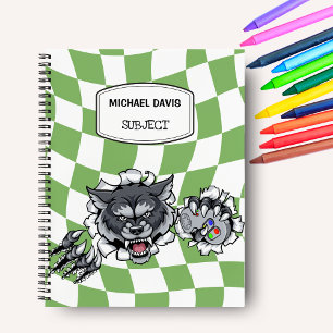 Carnet Loup de dessin animé tenant une manette de jeux vi