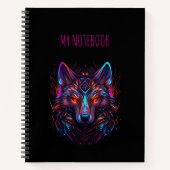 Carnet Loup de Néon noir futuriste (Devant)