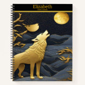 Carnet Loup doré hurle à la lune (Devant)