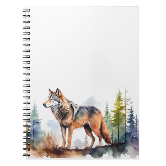 Carnet Loup en forêt à l'aquarelle (Devant)