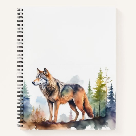 Carnet Loup en forêt à l'aquarelle (Devant)