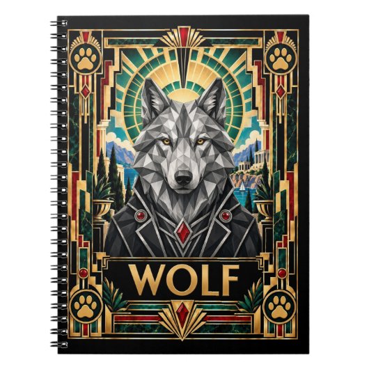 Carnet Loup, faune Art déco (Devant)