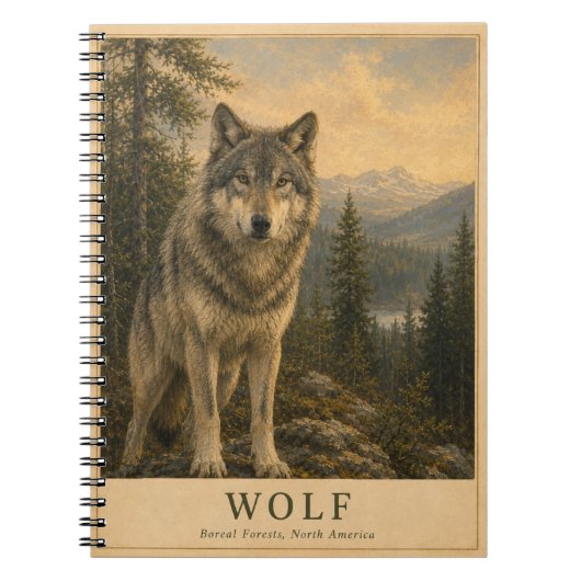 Carnet Loup Forêt Boréale VINTAGE (Devant)