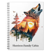 Carnet Loup hurlant double exposition coucher de soleil p (Devant)