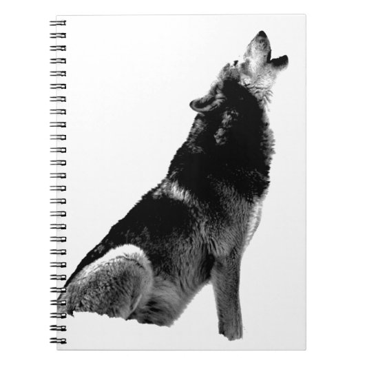 Carnet Loup hurlant noir et blanc (Devant)