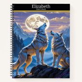 Carnet Loup hurle à pleine lune dans la nature (Devant)