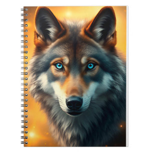 Carnet Loup majestueux aux yeux bleus saisissants