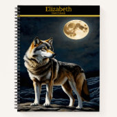 Carnet Loup majestueux hurlant au clair de lune lumineux (Devant)