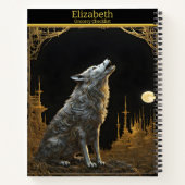 Carnet Loup majestueux hurlant sous une pleine lune lumin (Dos)