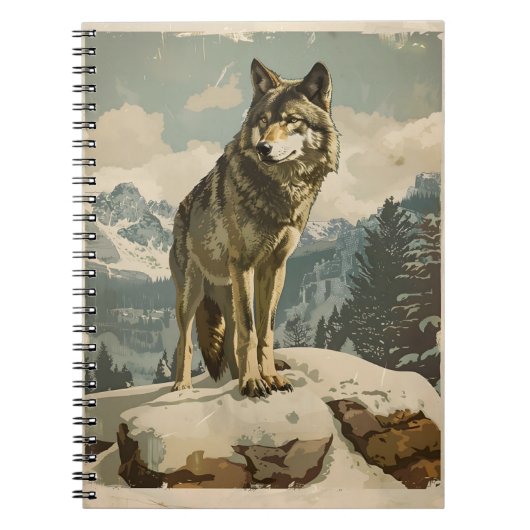 Carnet Loup majestueux sur Rocher de neige (Devant)