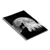 Carnet Loup noir et blanc hurlant sur la lune (Côté Droit)