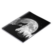 Carnet Loup noir et blanc hurlant sur la lune (Côté gauche)