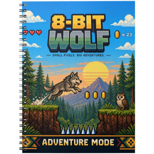 Carnet Loup, Pixel Art 8 Bits Rétro