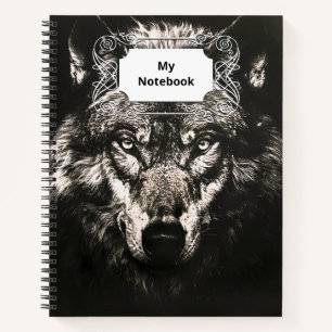 Carnet Loup sauvage monochrome majestueux