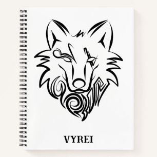 Carnet Loup tribal noir et blanc