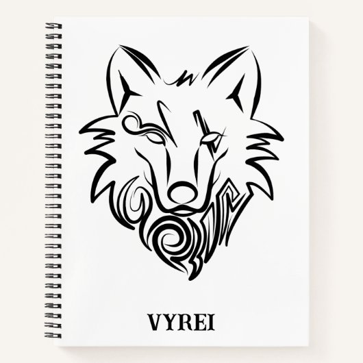 Carnet Loup tribal noir et blanc (Devant)