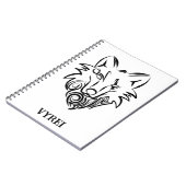 Carnet Loup tribal noir et blanc (Côté gauche)