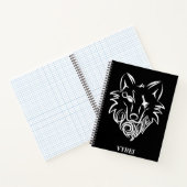 Carnet Loup tribal noir et blanc (Intérieur)