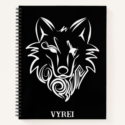 Carnet Loup tribal noir et blanc (Devant)