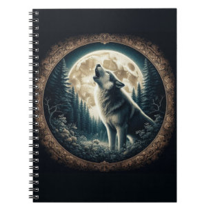 Carnet Loup vintage et lune classique