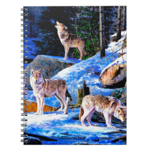 Carnet Loups en peinture à la neige