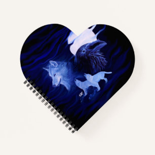 Carnet Loups et corbeau avec pleine lune