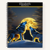 Carnet Loups majestueux hurlant à une nuit lumineuse (Devant)