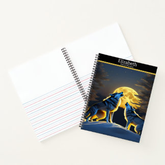 Carnet Loups majestueux hurlant à une nuit lumineuse