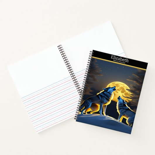 Carnet Loups majestueux hurlant à une nuit lumineuse (Intérieur)
