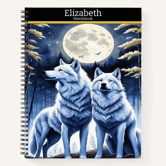 Carnet Loups majestueux hurlant sous un clair de lune lum (Devant)