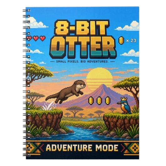 Carnet Loutre, Pixel Art Rétro 8 Bits (Devant)