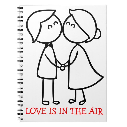 Carnet Love Cartoon noir blanc Couple de baiser - Mariage (Devant)