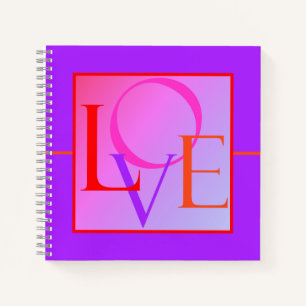 Carnet "LOVE" dans Hot Pink, Red, Purple et Orange Journa