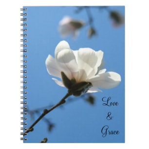 carnet Love & Grace ciel bleu magnolia blanc