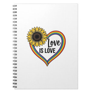 Carnet Love Is Love Tournesol Cœur Vintage Vector T-Shirt