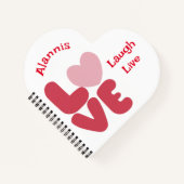 Carnet LOVE Live Laugh Coeurs roses (Devant)