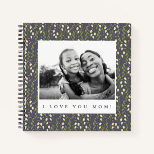 Carnet Love Mom Navy Floral Script Photo