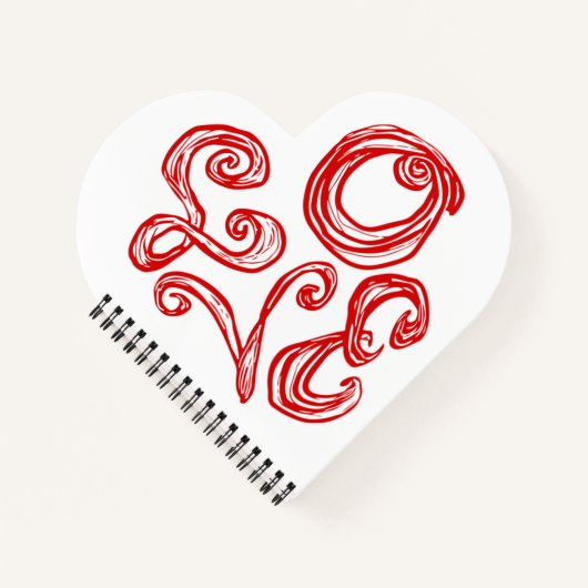 Carnet LOVE Music Heart Fabric Font Red Letters  (Devant)