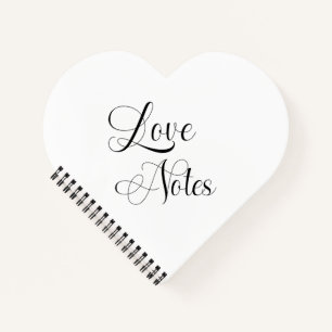 Carnet Love Notes Élégant Script Avec Nom Noir & Blanc