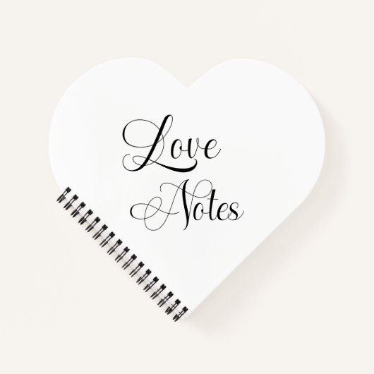Carnet Love Notes Élégant Script Avec Nom Noir & Blanc (Devant)
