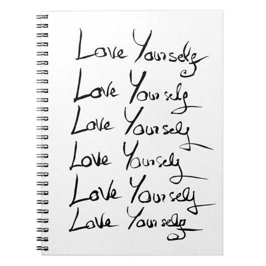 Carnet Love yourself! Motivational calligraphy quote (Devant)