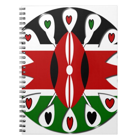 Carnet Lovely Hearts Kenya : Drapeau Art Motif (Devant)
