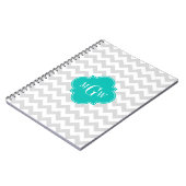 Carnet Lt Grey What Chevron Turquoise Quatrefoil 3 Monogr (Côté gauche)