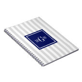 Carnet Lt Grey White Stripe Marine Carré 3 Monogramme (Côté Droit)