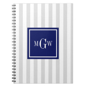 Carnet Lt Grey White Stripe Marine Carré 3 Monogramme